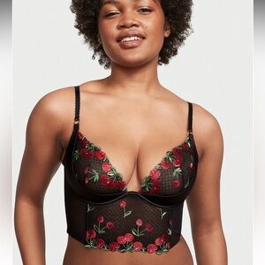 NWT Victoria’s Secret very sexy Cherry Embroidery Quarter-Cup Corset Top 32C
